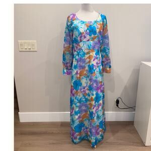 1960s Andrade Honolulu Dress Hawaii  Maxi L/S Size M/L